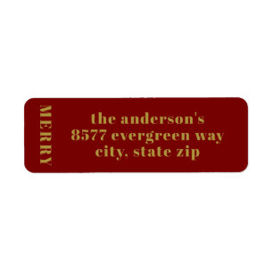 Modern Minimalist Merry Gold Return Address