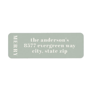 Modern Minimalist Merry Soft Green Return Address 