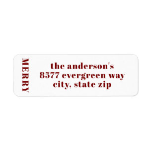 Modern Minimalist Merry White Return Address 