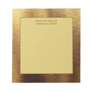 Modern Minimalist Metallic Gold From Desk of Notepad