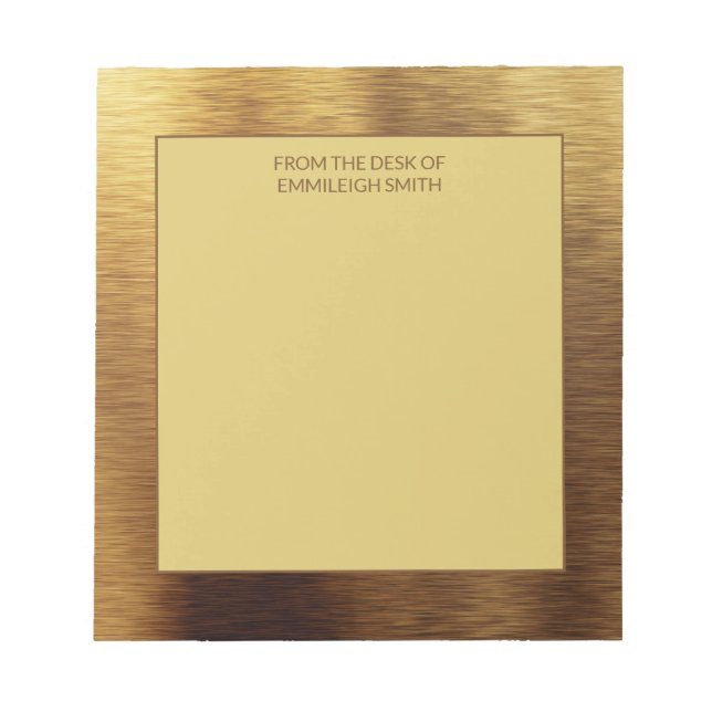 Modern Minimalist Metallic Gold From Desk of Notepad (Front)