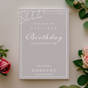 Modern Minimalist Milestone Surprise Birthday Invitation