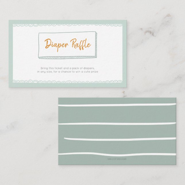 Modern Minimalist Mint Diaper Raffle Baby Shower Enclosure Card (Front/Back)