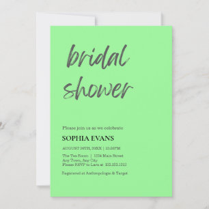 Modern Minimalist Mint Green Bridal Shower Invitation