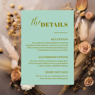 Modern Minimalist Mint Green details Enclosure Card