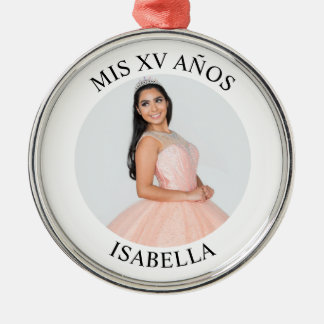 Modern Minimalist Mis XV Años Photo Metal Tree Decoration