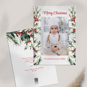 Modern Minimalist Mistletoe Photo Holiday Card