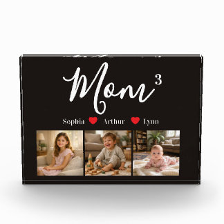 Modern Minimalist Mom Custom Photo & Name Keepsake Block