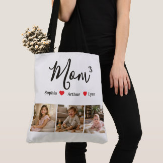Modern Minimalist Mom Custom Photo & Name Keepsake Tote Bag