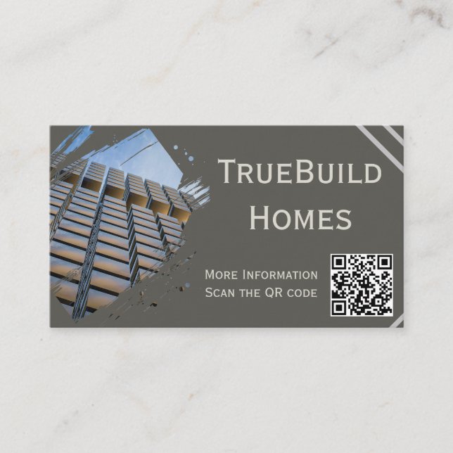 Modern Minimalist Monochrome Construction Business Business Card (Front)