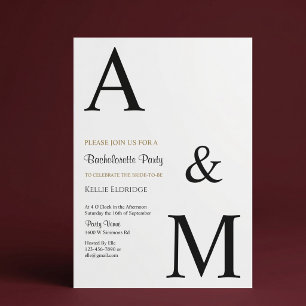 Modern Minimalist Monogram Bachelorette Party Invitation