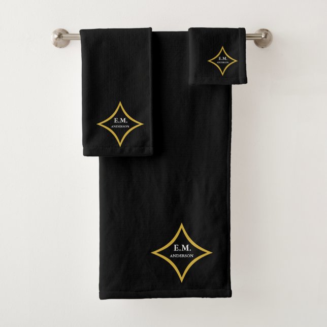 Modern Minimalist Monogram Bath Towel Set (Insitu)