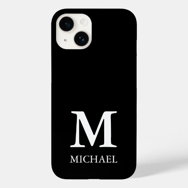 Modern Minimalist Monogram Black and White Case-Mate iPhone Case (Back)
