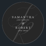 Modern Minimalist Monogram Black and White Wedding Classic Round Sticker<br><div class="desc">Create your own modern minimalist wedding stickers featuring simple minimal design with elegant monogram background.</div>