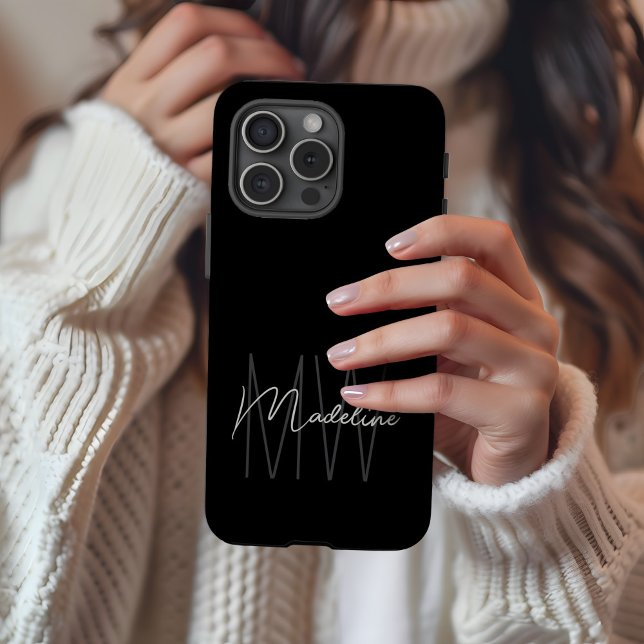 Modern Minimalist Monogram Black Case-Mate iPhone Case (Modern Minimalist Monogram Black Case-Mate iPhone Case by MINTIC DESIGN STUDIO)