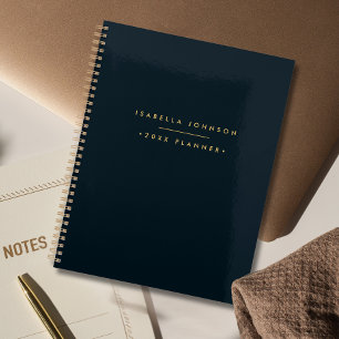 Modern Minimalist Monogram   Black Gold Planner