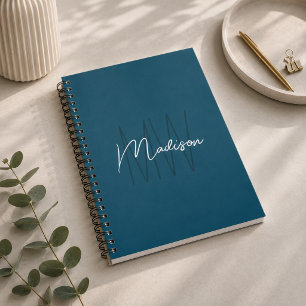 Modern Minimalist Monogram Blue Notebook