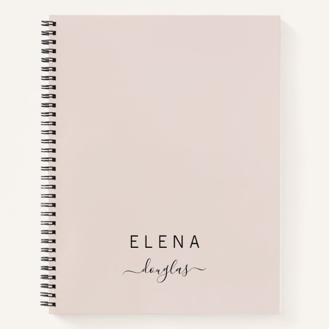 Modern Minimalist Monogram Blush Script Notebook (Front)