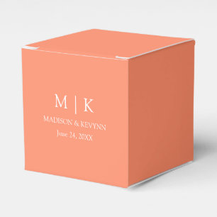 Modern Minimalist Monogram Coral Peach Wedding Favour Box