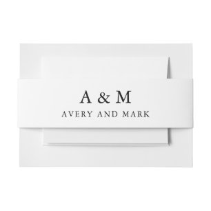 Modern Minimalist Monogram Couples Wedding  Invitation Belly Band