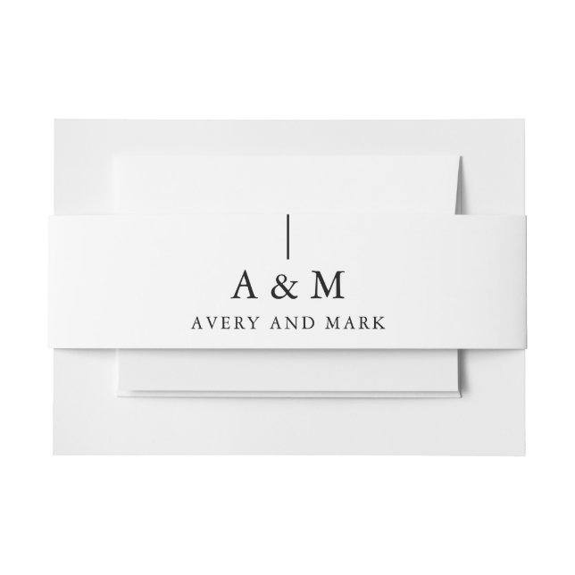 Modern Minimalist Monogram Couples Wedding  Invitation Belly Band (Front Example)