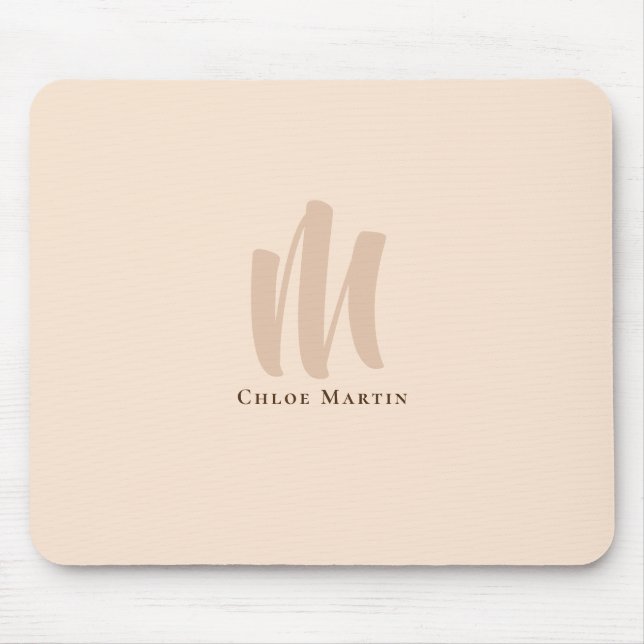 Modern Minimalist Monogram Custom Name Simple Mouse Mat (Front)