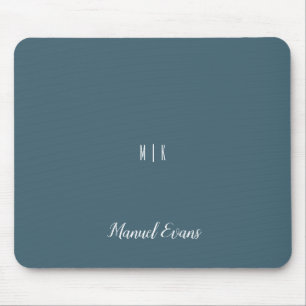 Modern Minimalist Monogram Deep Space Sparkle Mouse Mat