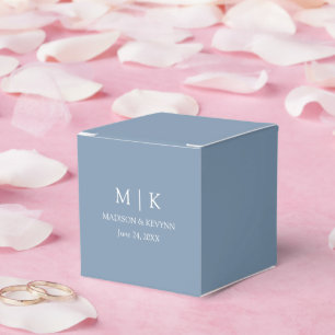 Modern Minimalist Monogram Dusty Blue Wedding Favour Box