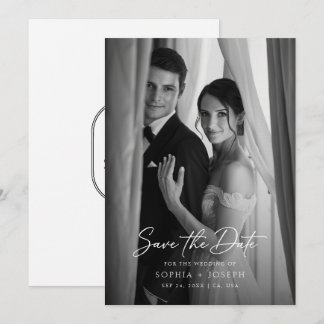 Modern Minimalist Monogram Elegant Wedding Photo Save The Date