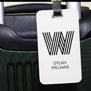 Modern Minimalist Monogram Initial and Name Luggage Tag