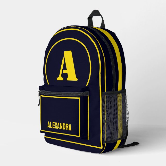Modern Minimalist Monogram Initial, Birthday gift Printed Backpack (Back Corner Right)