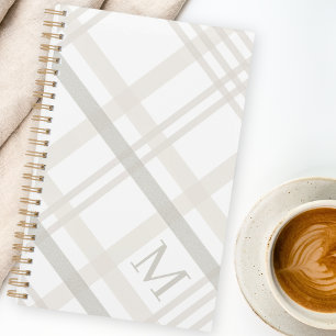Modern Minimalist Monogram Initial Elegant Plaid Planner