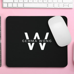 Modern Minimalist Monogram Initial  Mouse Mat