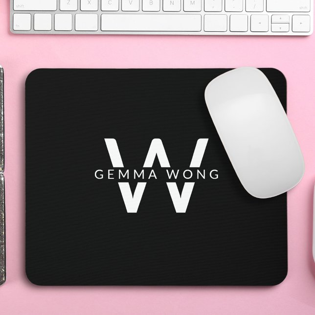 Modern Minimalist Monogram Initial  Mouse Mat (Creator Uploaded)