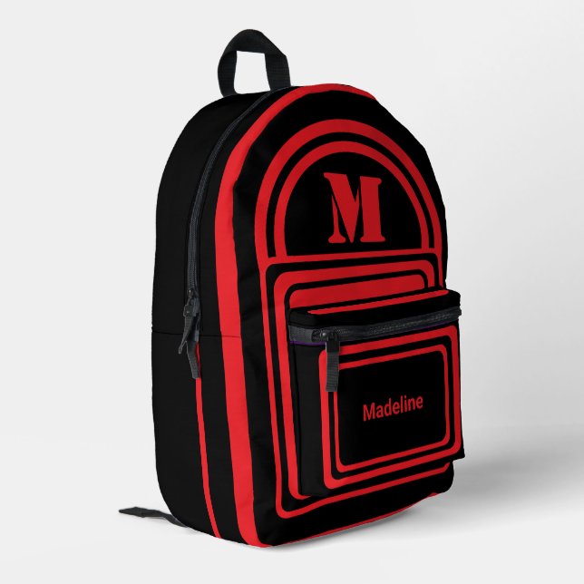 Modern Minimalist Monogram Initial Name Printed Ba Backpack (Back Corner Left)