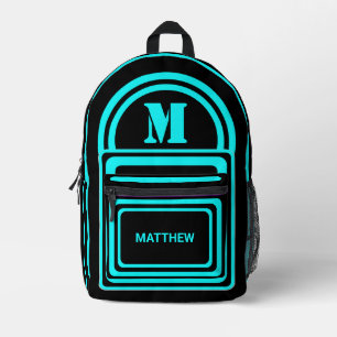 Modern Minimalist Monogram Initial Name Printed Backpack