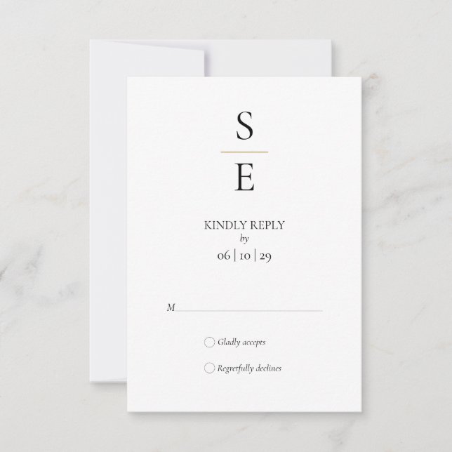 Modern Minimalist Monogram Initials Wedding RSVP C (Front)