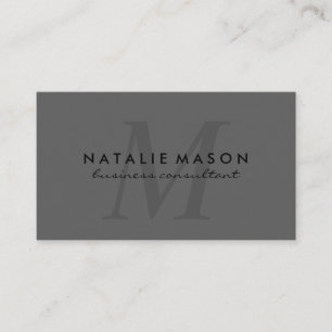 Modern Minimalist Monogram Italic Grey Business Card