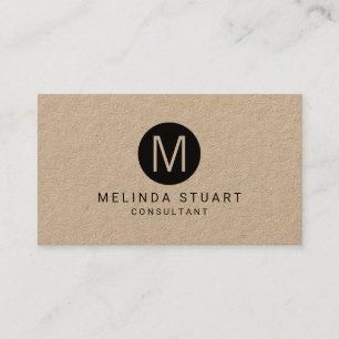 Modern Minimalist Monogram Kraft Paper Business Card