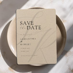 Modern Minimalist Monogram Kraft Wedding Save The Date<br><div class="desc">Modern wedding save the date card featuring personalised monogram and minimalist typography.</div>