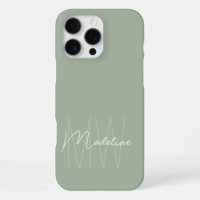 Modern Minimalist Monogram Light Sage Green