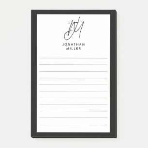 Modern Minimalist Monogram Lined Post-it Notes