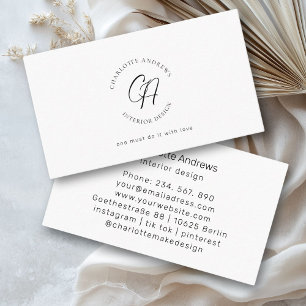 Modern, minimalist, monogram, logo circle business card