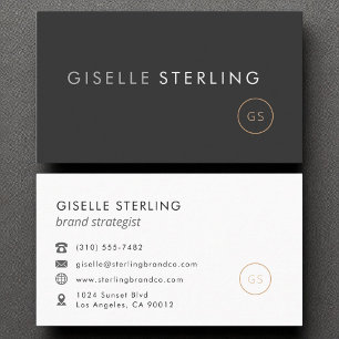 Modern Minimalist Monogram Luxury Black  Business Card