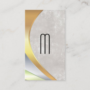 Modern Minimalist Monogram   Metal Layers Business Card