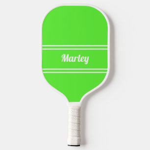 Modern Minimalist Monogram Name Cool Green Sports Pickleball Paddle