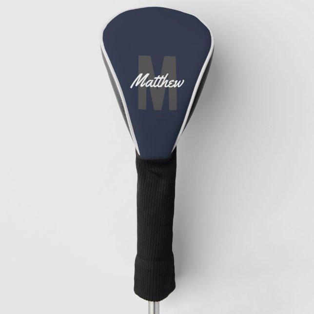 Modern Minimalist Monogram Name Golf Head Cover (Front)