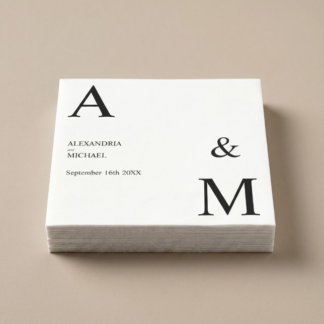 Modern Minimalist Monogram Napkin (Creator Uploaded)