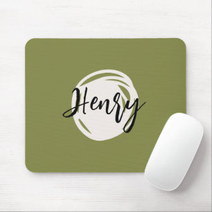 Modern minimalist Monogram Olive green Abstract Mouse Mat