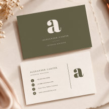 Modern Minimalist Monogram Olive Green Custom